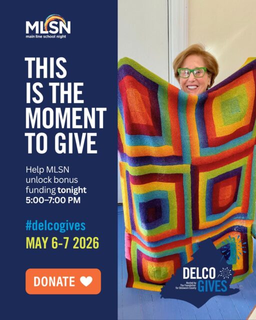 This is the moment to give.

From 5:00–7:00 p.m., your gift can help Main Line School Night unlock additional funding during Delco Gives.

If you’ve been waiting to support MLSN, now is the time. Every donation helps expand lifelong learning, connection, and community across our region.

Every donor counts and every gift makes an impact.

Support MLSN:
https://bit.ly/4cZRpYR
•
•
•
#DelcoGives #MainLineSchoolNight #LifelongLearning